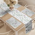 thumbnail image 2 of Ambesonne Floral Table Runner & Placemats, Vintage Seamless Pattern, Placemat 4 pcs + Runner 12"x90", White and Reseda Green, 2 of 2