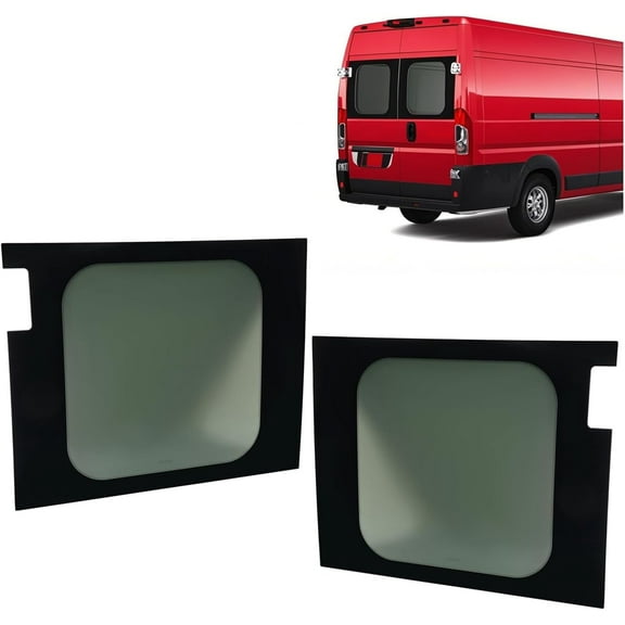 Kojem Rear Window Glass for 2014-2024 Ram ProMaster Models with 270 Degree Hinged Doors Rear Cargo Door Tempered Glass Dark