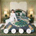 thumbnail image 3 of Erosebridal Stained Glass Peacock Full Size Comforter Sets,Colorful Feather Motif Bedding Comforter Set,3pcs,1 Comforter and 2 Pillowcases,Black Reversible, 3 of 7