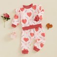 thumbnail image 5 of Okbabeha Toddler Girl Valentine's Day Sets Heart Ruffled Sweatshirt Long Pants, 5 of 8