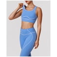 thumbnail image 5 of PISONIC 2 Piece Workout Sets for Women Color Block Strappy Sports Bra High Waist Leggings Gym Yoga Pilates Outfits, 5 of 6