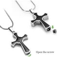 thumbnail image 3 of Birthstone Cross Urn Necklace for Ashes Cremation Jewelry Pendant Personalized Double Steel Cross Urn Keepsake for Loss of Loved Ones, 3 of 7