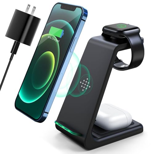 Open Box LABJOB 3 IN 1 WIRELESS CHARGING STATION FOR IPHONE, WATCH, AIRPODS T3 - BLACK