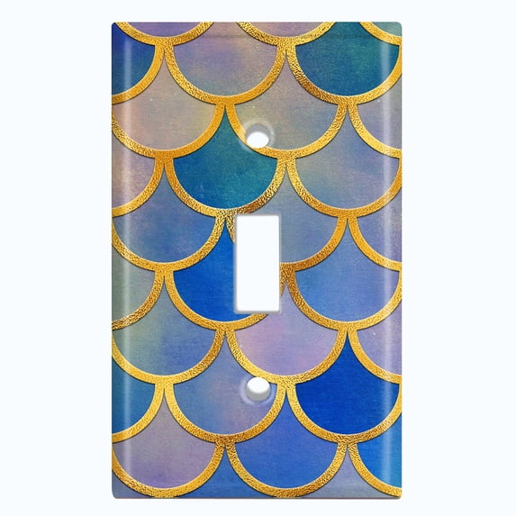 Metal Light Switch Plate Outlet Cover Mermaid Blue MER003