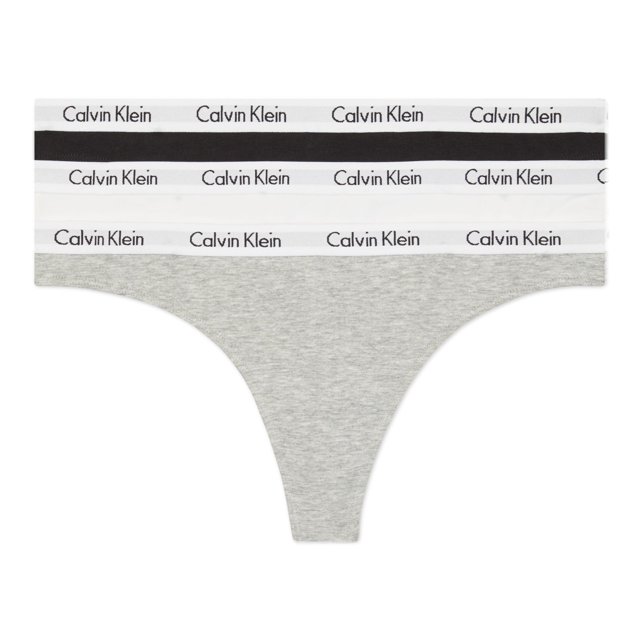 Tanga Panty Calvin Klein Carousel para mujer, color negro, blanco y gris