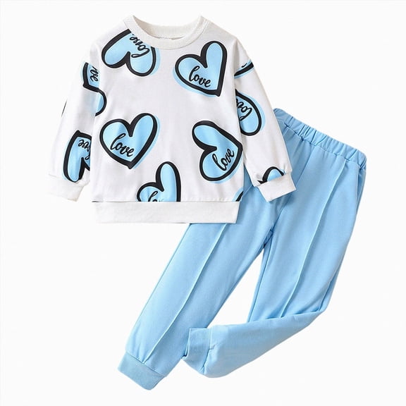 mgoYE Toddler Girl Clothes Printed Sweatshirt Pants 2Pcs Fall Outfits for Little Girls Clothing Set