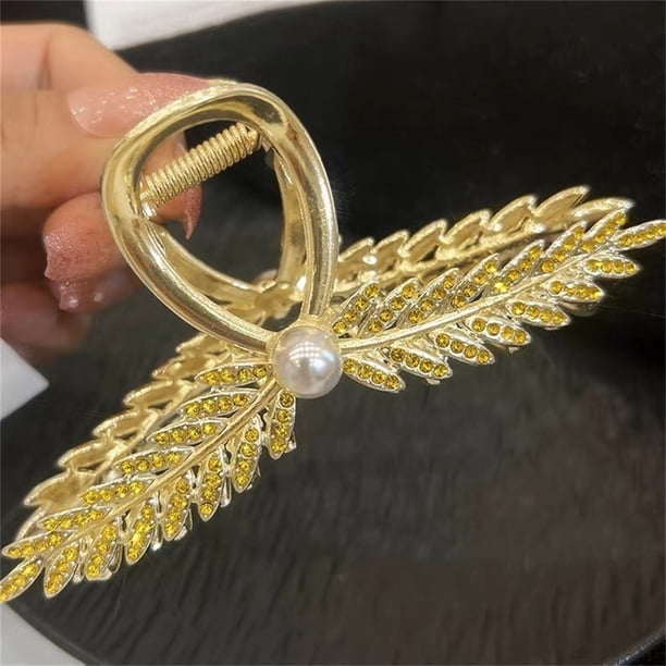 Pinzas para el pelo de metal con forma de flor para mujer, antideslizantes, grandes, para cabello fino y grueso.