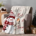 thumbnail image 2 of Christmas Snowman Flannel Blanket for Bed,Travel and Camping, Bird Snowflake Super Soft Cozy Blanket for All Seasons 40"x60", 2 of 9