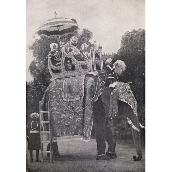 Posterazzi An Elephant Carrying East Indian Maharajas In The 19Th Century From Die Gartenlaube Published 1905 Canvas Art - Ken Welsh  Design Pics (24 x 34)