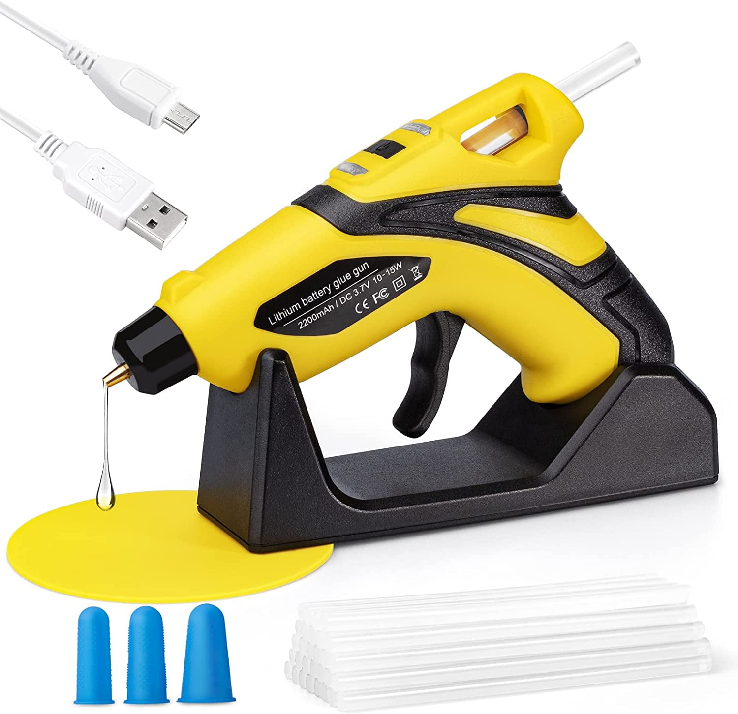 Cordless Hot Melt Glue Gun Rechargeable Quick Repairs High Temp Hot Glue Gun Kit with 30 Pcs Glue Sticks