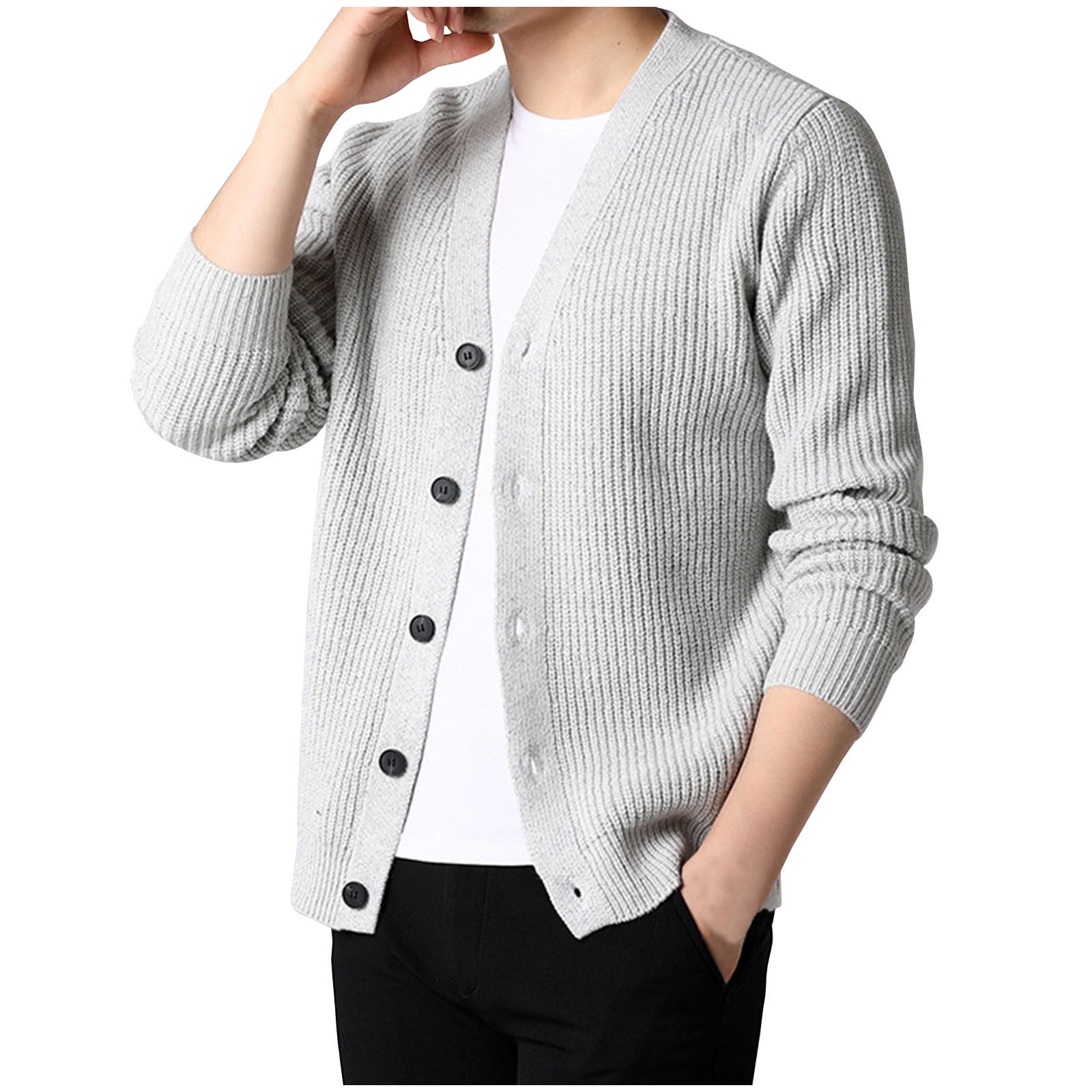ZCFZJW Lightweight Cardigan Knit Tops for Men Casual Fall Winter