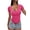 Rose Red, variant on Women'S Short Sleeve Shirts V Neck Summer Ribbed Tshirts Slim Fit Going Out Basic Tees Rose Red L