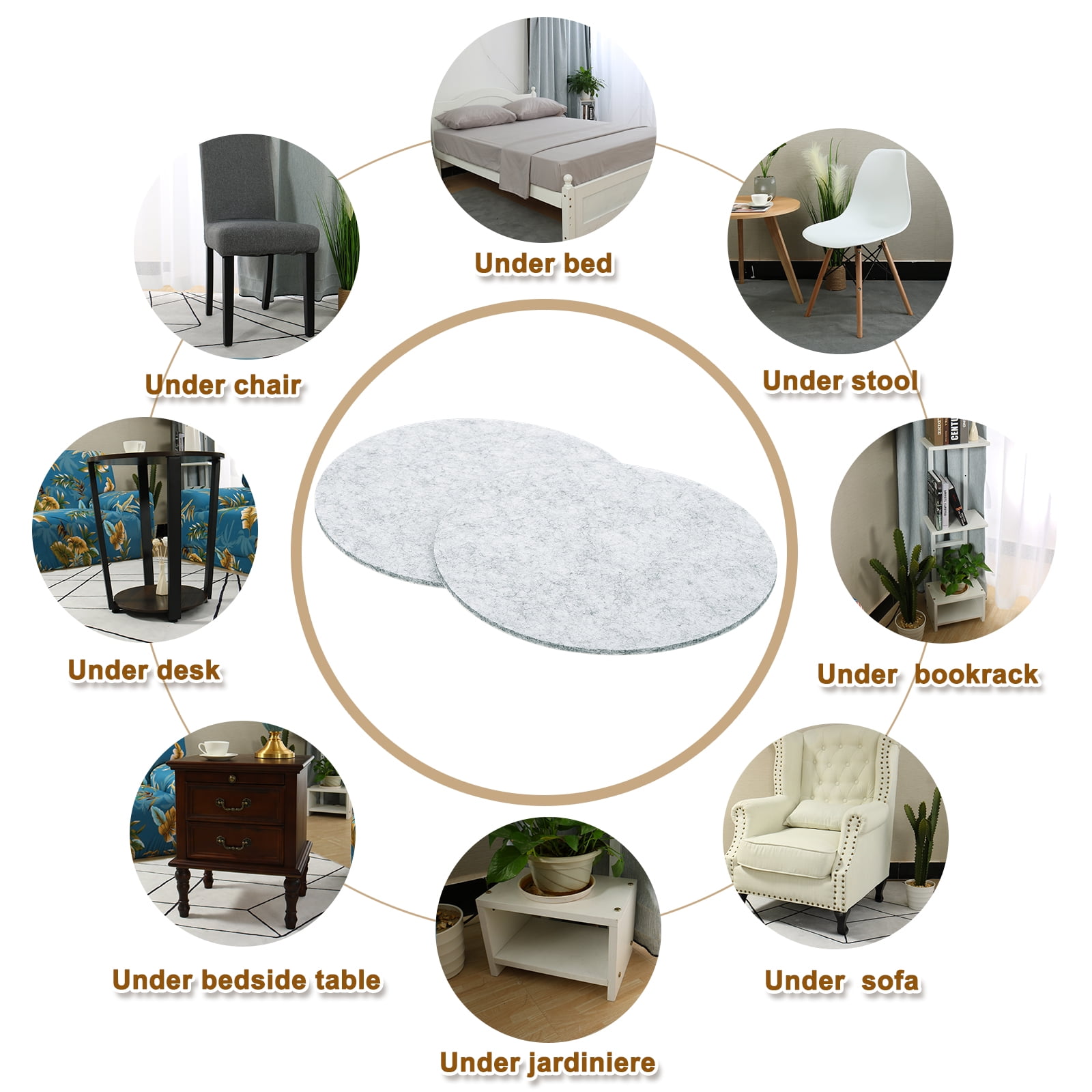 Round Felt Furniture Pads, 20Pack 6" Dia x 0.12" Thick Adhesive Backed Felt Non-slip Anti-scratch Felt Pads Chair Leg Protectors for Protecting Hardwood Floor, Gray