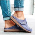 thumbnail image 2 of Sandalias de mujer con punta cerrada, uso exterior, hebilla de cinturón, medias zapatillas, zapatillas informales de talla grande para mujer, talla 43, zapatos de mujer, 2 of 3