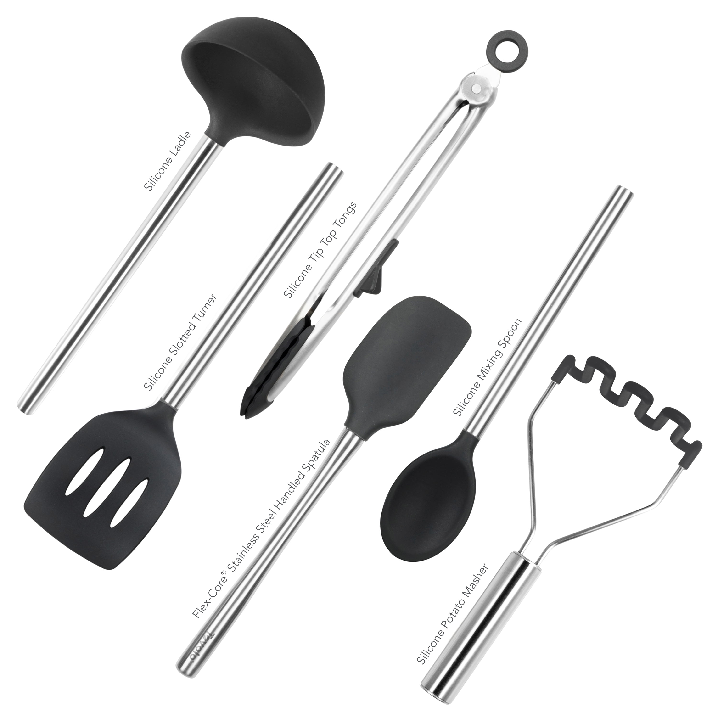 Tovolo Flex-Core Silicone Utensil Set (Set of 6) - Black