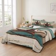 thumbnail image 2 of Full Quilt Set 78''x90'', Texas Star Vintage Lightweight Bedspread Coverlet Set with 2 Pillow Shams, Country Teal Brown Farmhouse Wooden Breathable All Season Quilt Bedding for Bedroom/Guest Room, 2 of 9