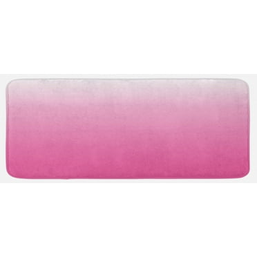 Ombre Kitchen Mat, Dreamy Love Dreamy Inspired Girly Colorful Modern Design Digital Modern Art Print, Plush Decorative Kitchen Mat with Non Slip Backing, 47" X 19", Pink White, by Ambesonne