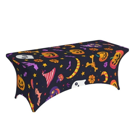 witspace Halloween Decorations, Halloween Spandex Tablecloth Festive Print for All Events Fits 4ft 6ft 8ft Folding Tables for Halloween Party Indoor Outdoor Décor Supplies, Gifts