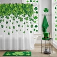 thumbnail image 5 of Shower Curtain, St. Patrick's Day Green Clovers Waterproof Shower Curtain Set with Hooks for Bathroom Showers,Stalls and Bathtubs,72x72In Shamrock Seamless White, 5 of 9