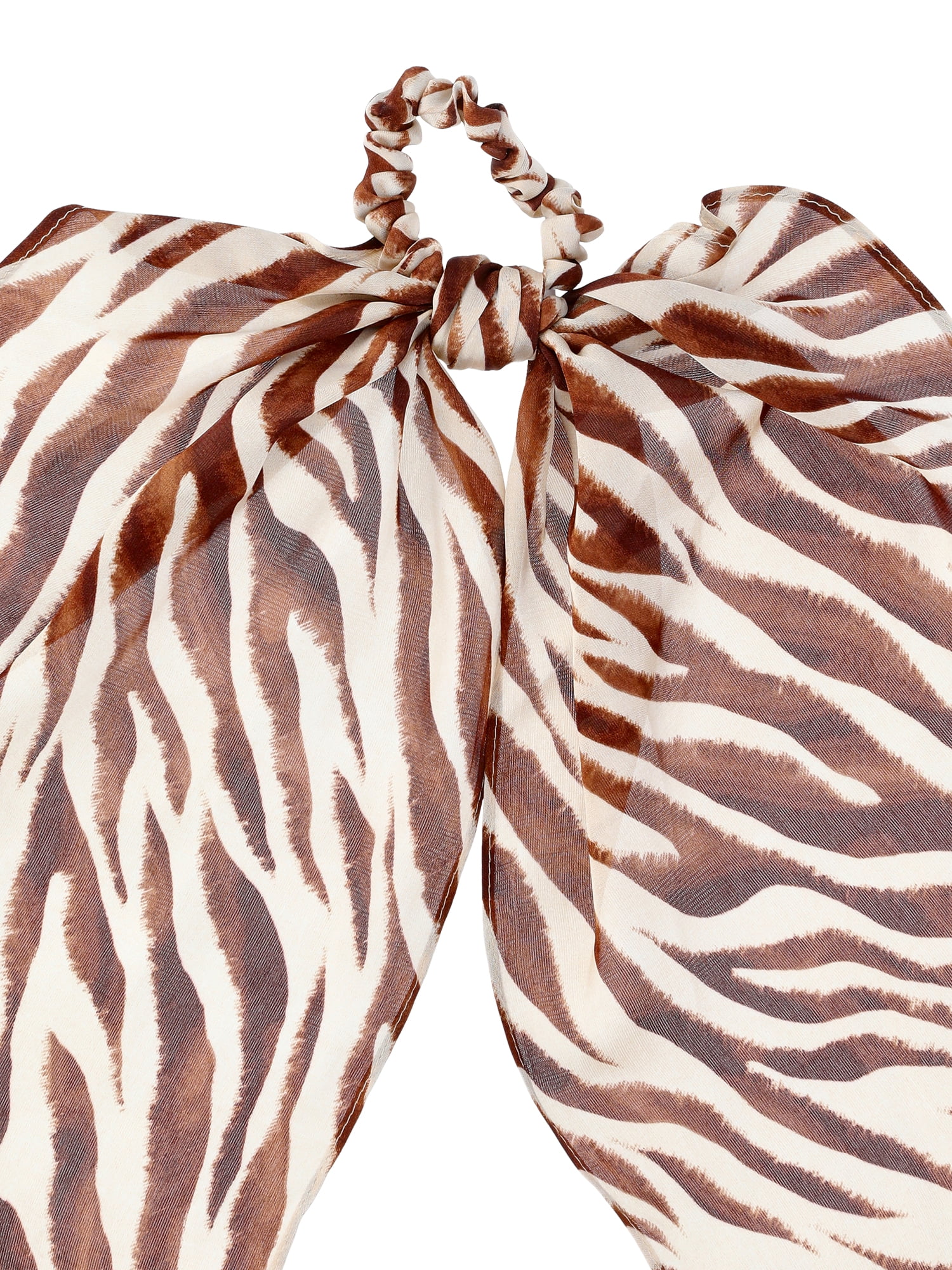 Time and Tru Women's Print Pony Scarf Hair Accessory, Tan