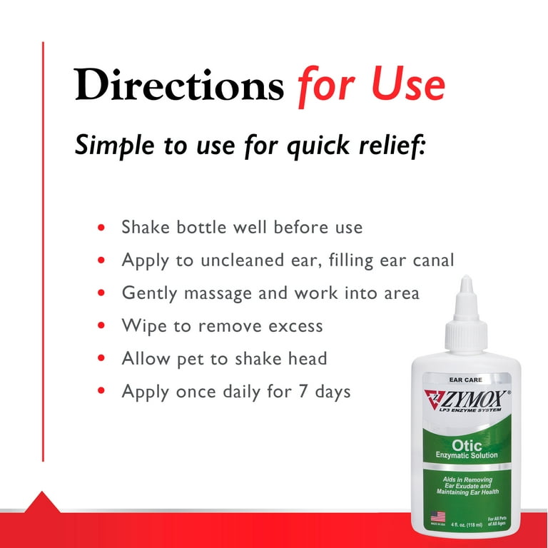 ZYMOX Otic Enzymatic Solution for Dogs and Cats to Soothe Ear Infections without Hydrocortisone for Itch Relief 4oz Walmart