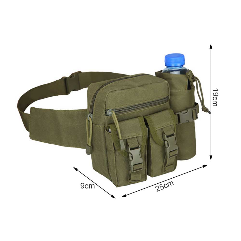 Tactical Waist Pack Pouch With Water Bottle Pocket Holder Waterproof 1000D Nylon 