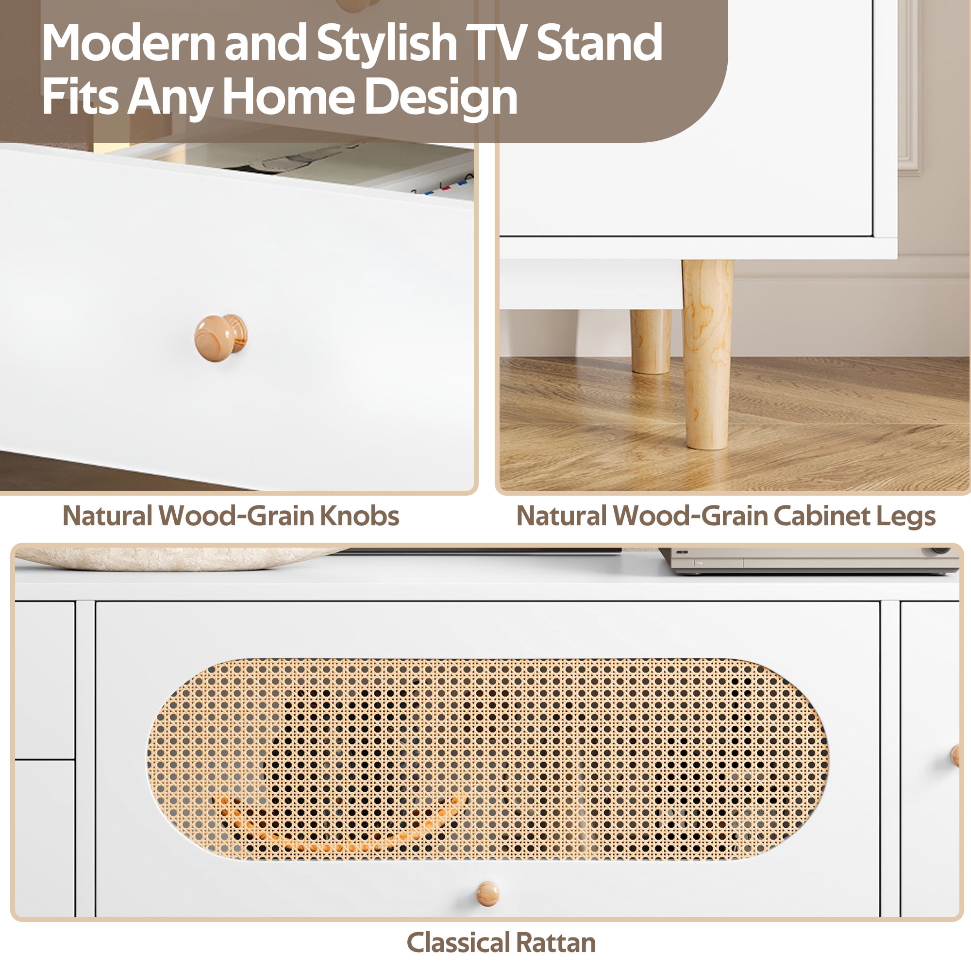 Euroco 70 inch TV Stand for TVs up to 80 Inch, Minimalist TV Console Table with Drawers, Media Entertainment Center for Living Room, Bedroom