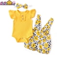 thumbnail image 2 of Conjunto de ropa de verano para niña bebé, Pelele de algodón tejido con volantes a la moda para recién nacido, pantalones cortos, diadema con lazo, 3 uds., trajes para niños pequeños Tan Jianjun unisex, 2 of 2