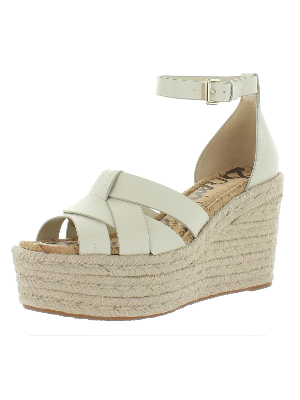 Sam Edelman Womens Marietta Leather Wedge Espadrilles Beige 8.5 Medium (B,M) - Walmart.com