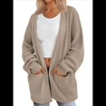 thumbnail image 2 of Cárdigan Extragrande de Punto Suave para Mujer con Bolsillos Caqui M, 2 of 6
