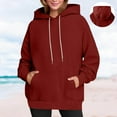 thumbnail image 4 of Turilly Women's Casual Hoodies Solid Color Drawstring Long Sleeved Top Loose Hooded Sweatshirts, 4 of 6