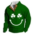 thumbnail image 3 of KKBOTIVE Mens St Patrick Button Stand Collar Sweatshirt Casual Long Sleeve Retro Pullover for Spring Fall Festive Men's Clothes ( Green3 Size: M ), 3 of 4
