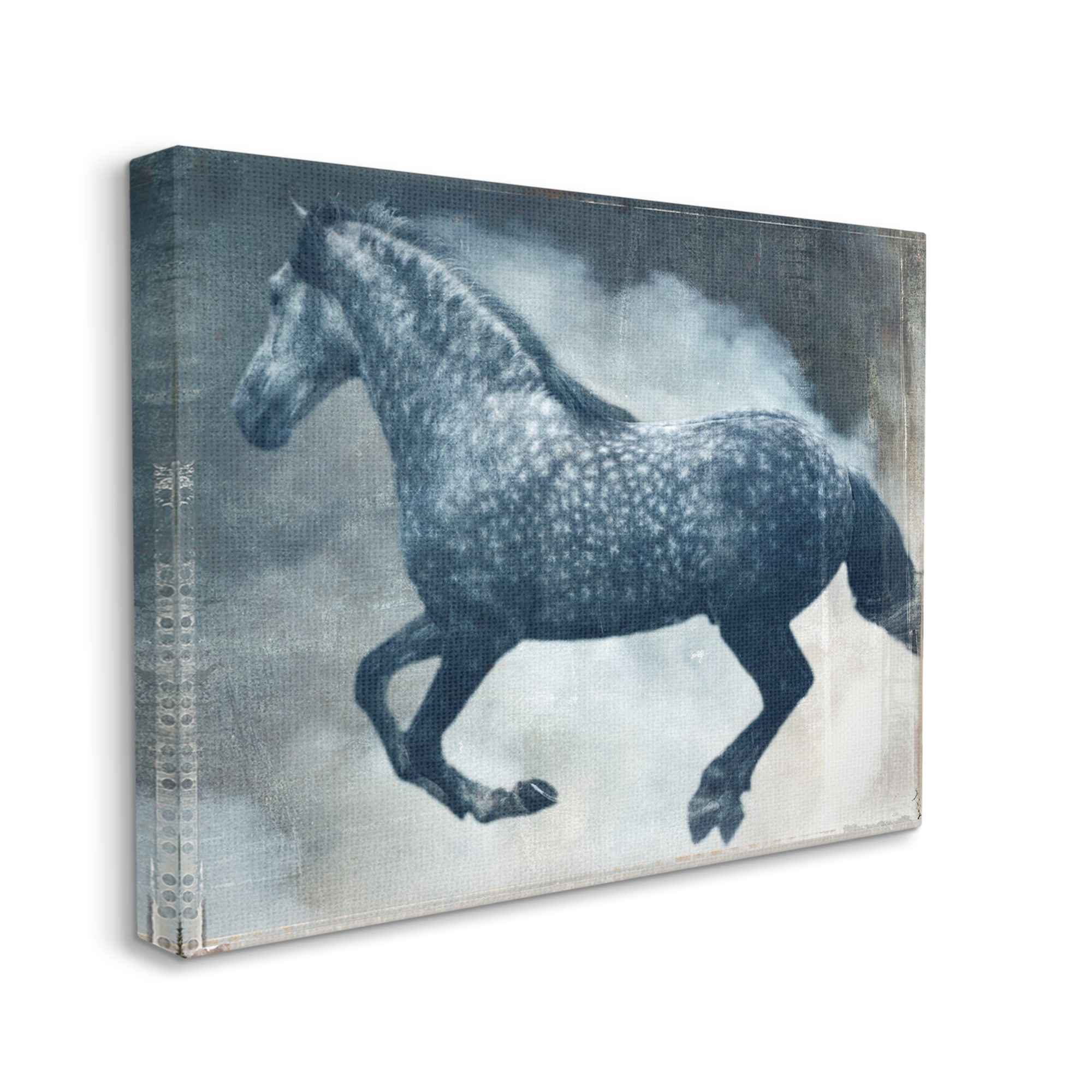 Stupell Industries Blue Galloping Horse Vintage Animals & Insects Painting Gallery Wrapped Canvas Print Wall Art