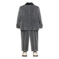 thumbnail image 4 of Wuxian Kids Christmas Outfit Boys Formal Suits Four Piece Shirt Tuxedo Gentlemen Solid Color Jacket Shirts Trousers Bowtie Wedding Party Activist Dress Wear Fall Winter Outfits,Grey,9-10 Years, 4 of 9