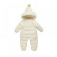 thumbnail image 1 of URMAGIC 0-12M Baby Girls Boy Snowsuit Romper, Warm Newborn Hooded Puffer Windproof Jumpsuit for Winter Autumn, 1 of 3