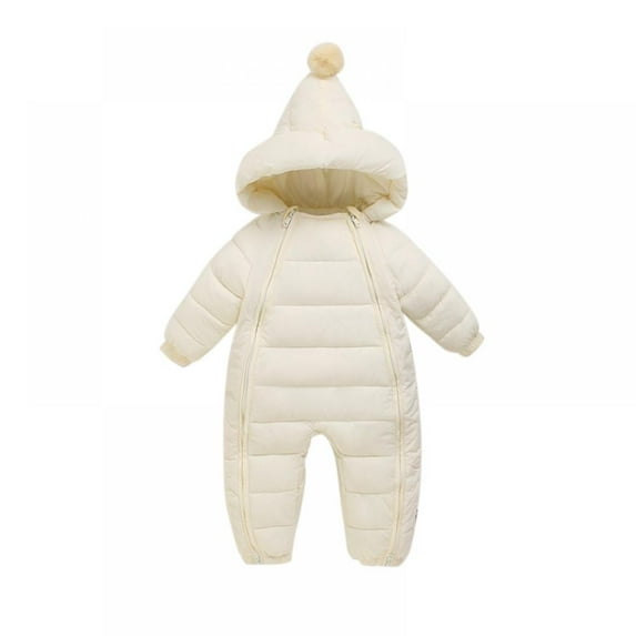URMAGIC 0-12M Baby Girls Boy Snowsuit Romper, Warm Newborn Hooded Puffer Windproof Jumpsuit for Winter Autumn