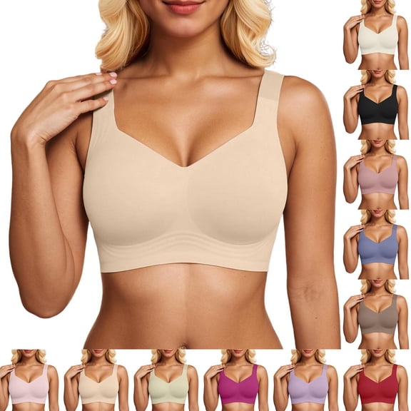 YUEHUA Womens Wireless Jelly Bras Plus Size Comfortable Push Up Bra 2026 New Seamless No Underwire Gel Bra Full Support Lift Seamless Tshirt Bras