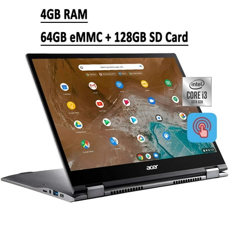 Acer Chromebook Spin 713 2-in-1 13 Laptop 13.5" 2K IPS Touchscreen 10th Gen Intel Core i3-10110U 4GB RAM 64GB eMMC + 128GB SD Card Backlit Keyboard USB-C HDMI WiFi6 Chrome OS