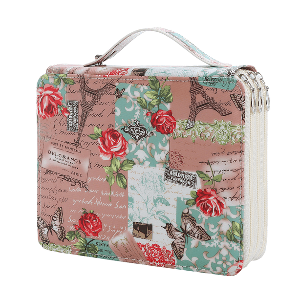 Organizador de caja de lápices con ranura de color portátil con lápices de color de patrón impreso Adepaton CPB-US-XD64-3