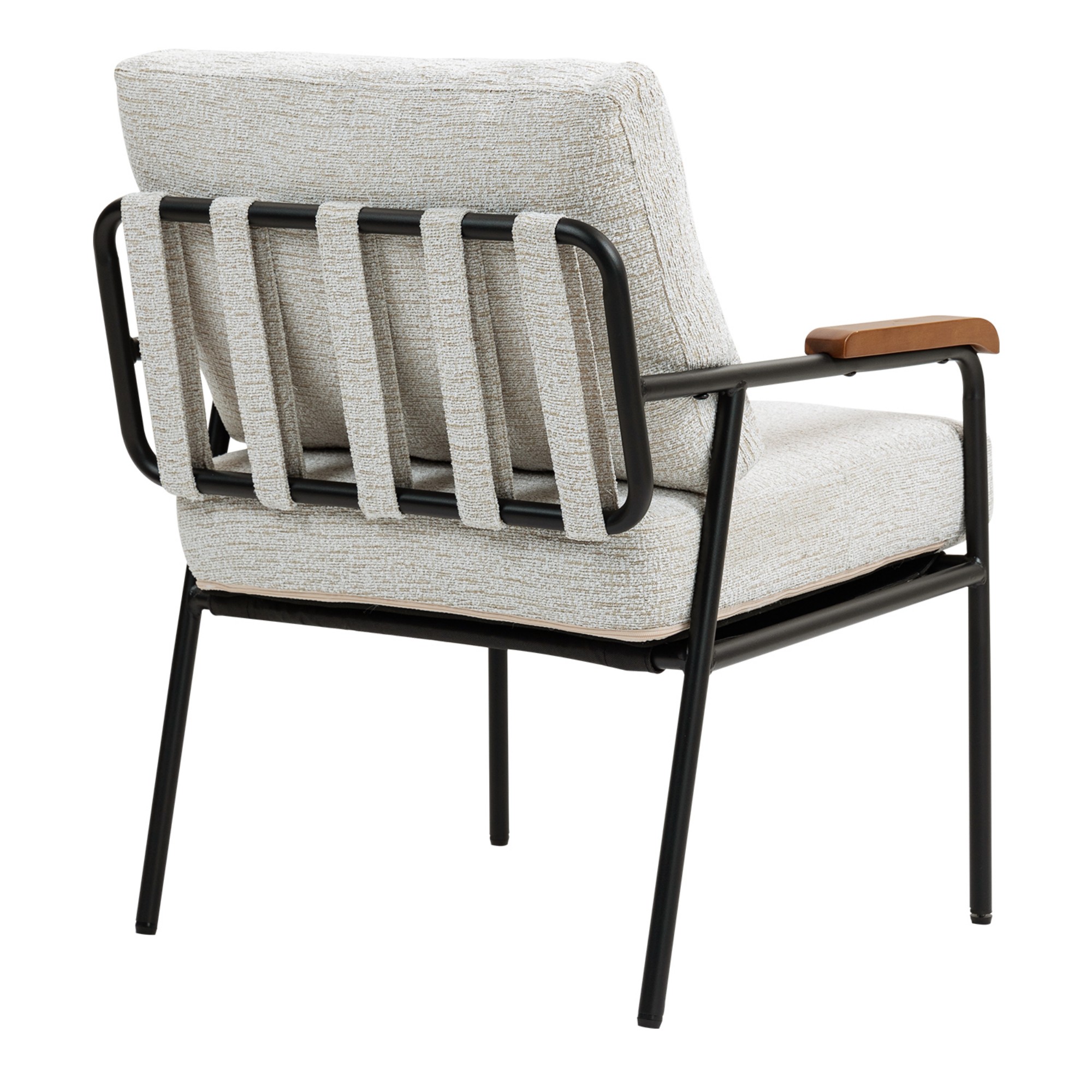 Modern Arm Chair,Accent Chair,Upholstered Lounge Chair with Black Metal Frame for Bedroom, Living Room, Dining Room,Beige