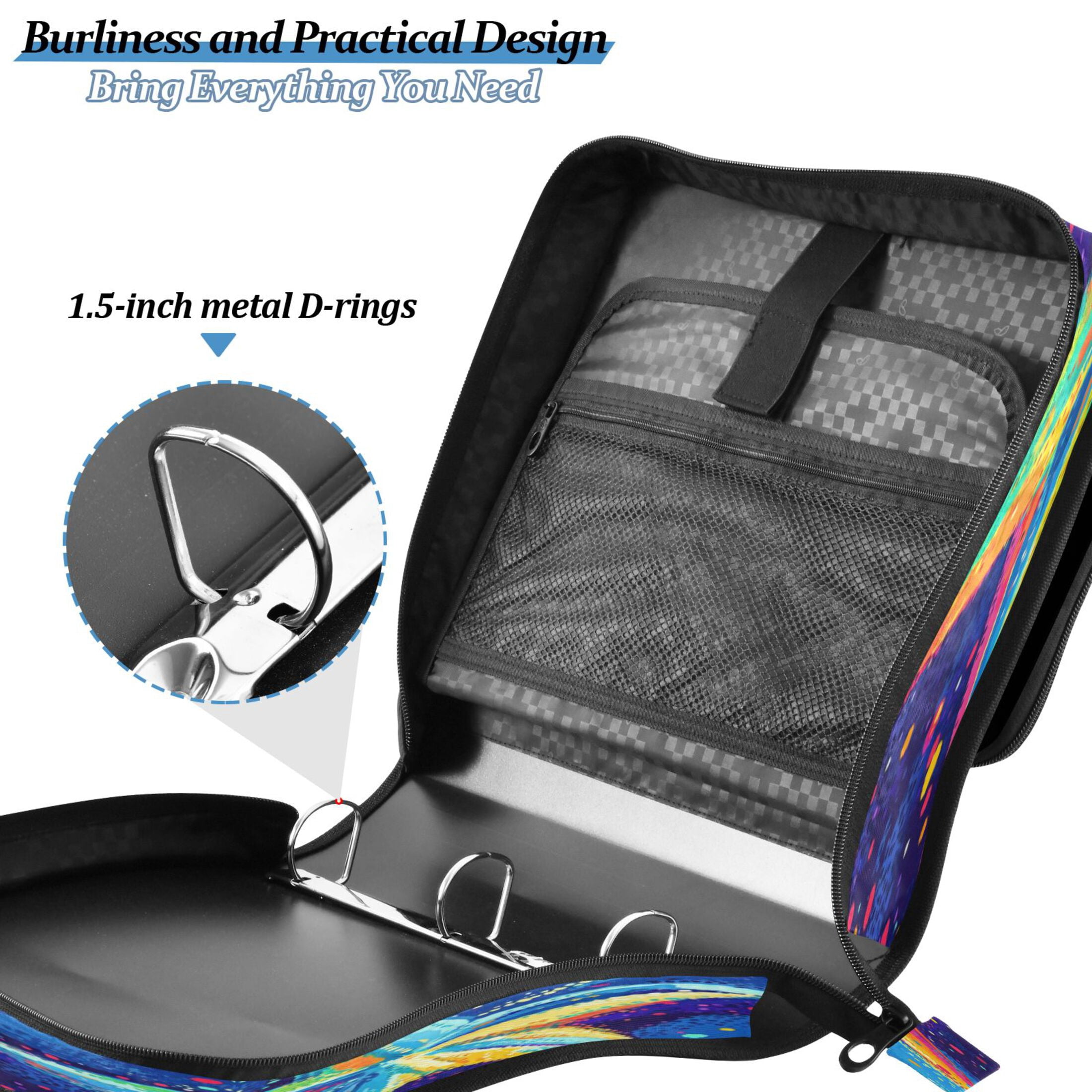 YAZAOO Zipper Binder trapper keeper Documents Organized Design Cosmic Brightness Printed