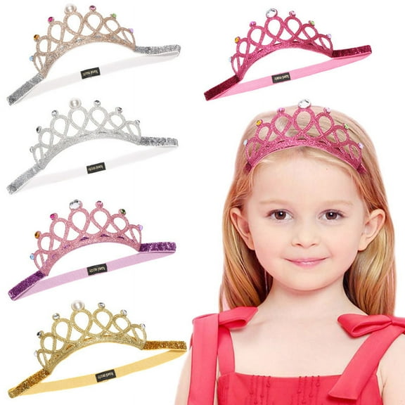 Vorkoi Baby Girl Rhinestone Crown Headbands Toddler Princess Tiara Crown Headband Set Hair Accessories for Birthday Party Shower Photograph