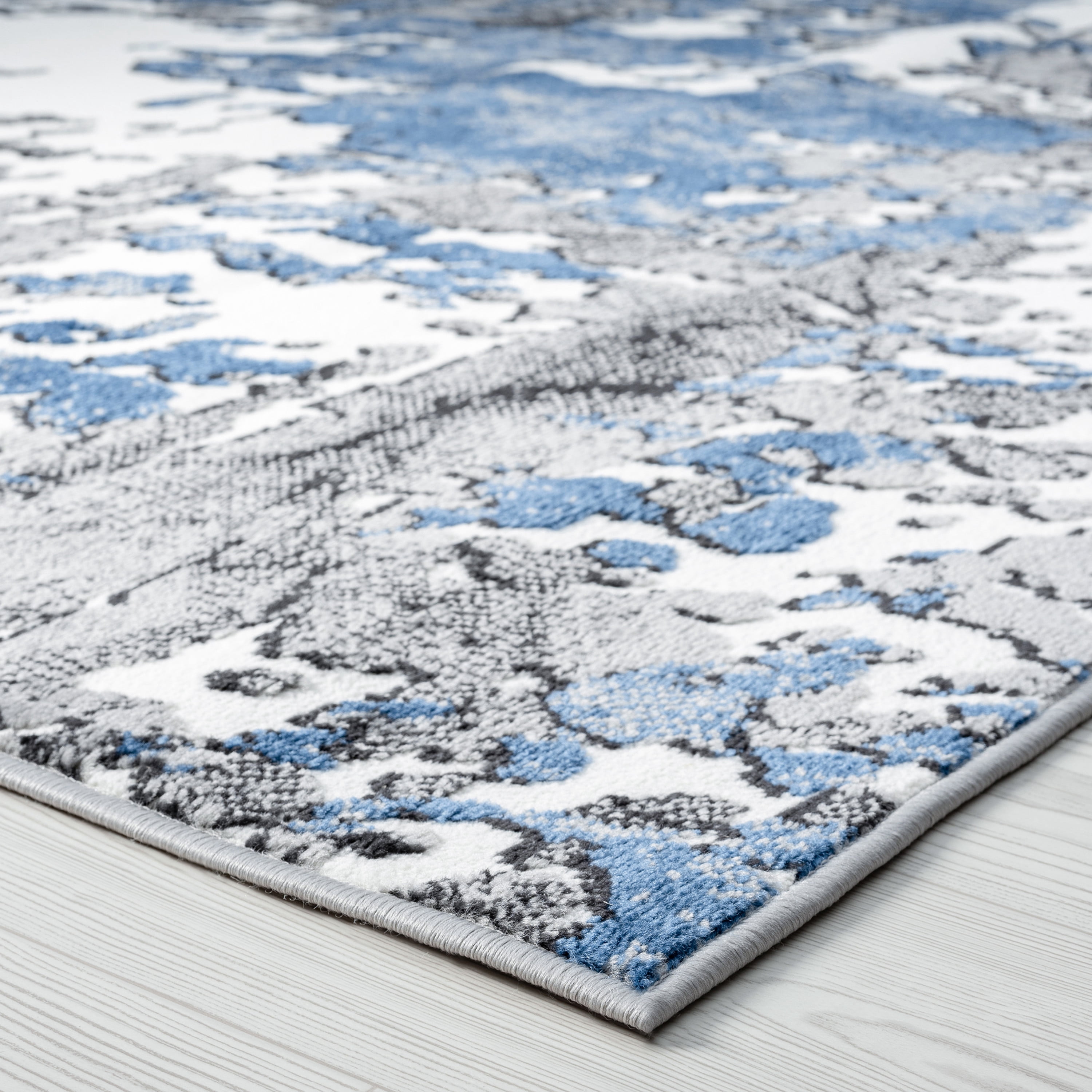 Contemporary 5x8 Area Rug (5'3'' x 7'3'') Abstract Blue, Gray Living Room Easy to Clean