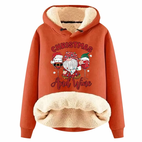 Chandail à Capuchon à Imprimé de Noël pour Femmes Demi-Glissière Court Chandail à Enfiler Femmes Chaud Femmes Chandail à Capuchon Uni Chandail pour Femmes Trouver Chandail Long Doux Chandails Leggings Chandail Fermeture Éclair Complète Manche Longue Orange G