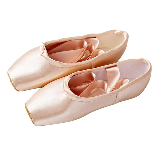 TISHITA Ballerine Femme Pointe Satinee Danse Technique Ballerine Rose avec Rubans Pre Cousus 37