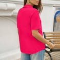 thumbnail image 3 of Womens Polo Shirts Short Sleeve V Neck Collared Tops Golf Tops Office Work Business Summer Casual Outfits Hot Pink 2XL, 3 of 5