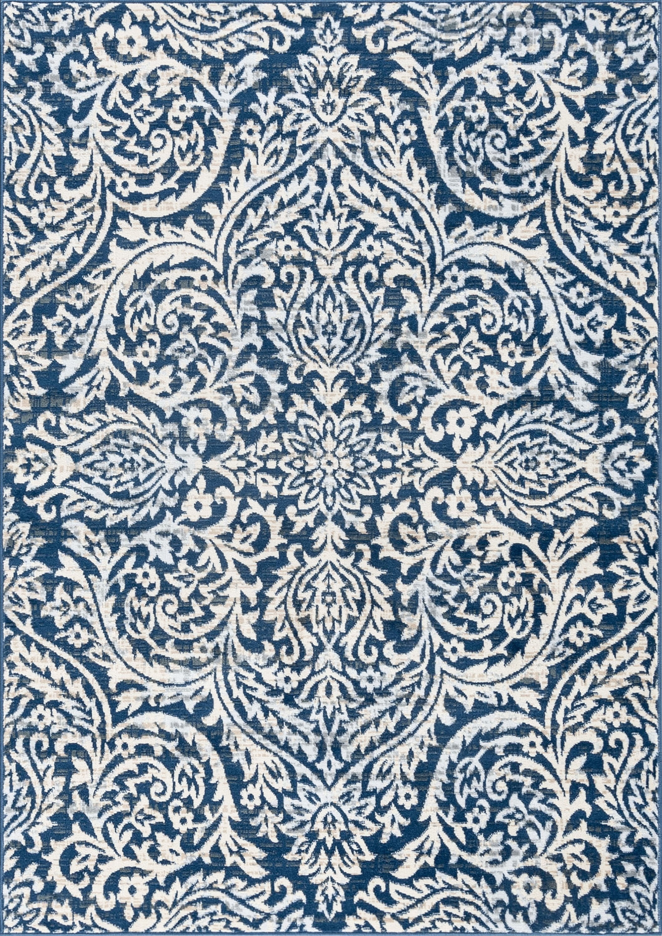 Madison Traditional 5' x 7' Dark Blue Polypropylene Indoor Area Rug