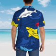 thumbnail image 4 of Honeii Cartoon Shark Print Men’s Hawaiian Shirt,Classic Button-Down Short Sleeve Shirt, for Beach, Vacation, and Outdoor Activities,X-Large, 4 of 7