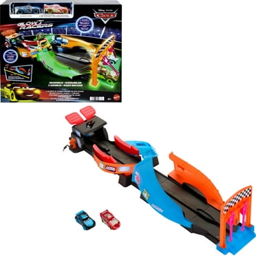 Disney Pixar Cars Glow Racers Launch & Criss-Cross Playset with 2 Glow-in-the-Dark Vehicles