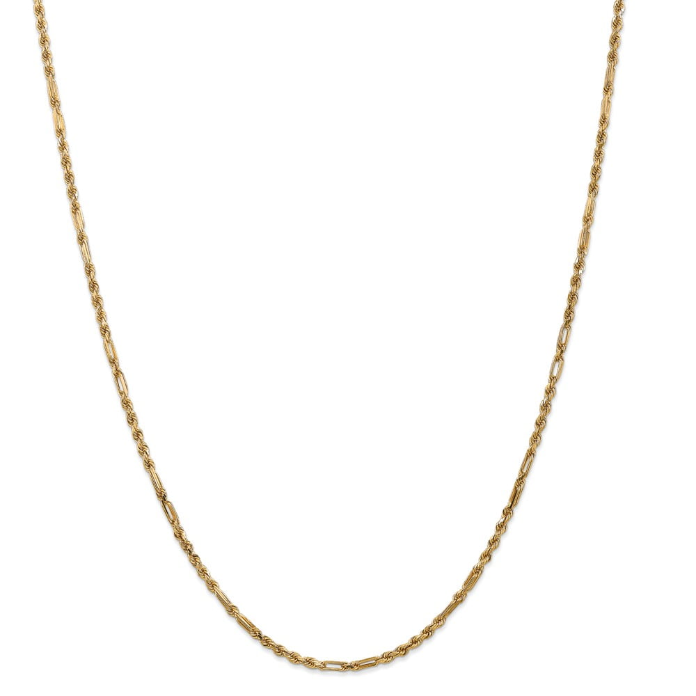 Real 14kt Yellow Gold 2.5mm Diamond Cut Milano Rope Chain; 16 inch; Lobster Clasp; for Adults and Teens; for Women and Men